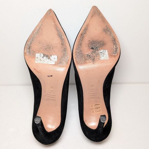 Schutz Lou High Stiletto Black Suede Pump Heel - Picture 10 of 11
